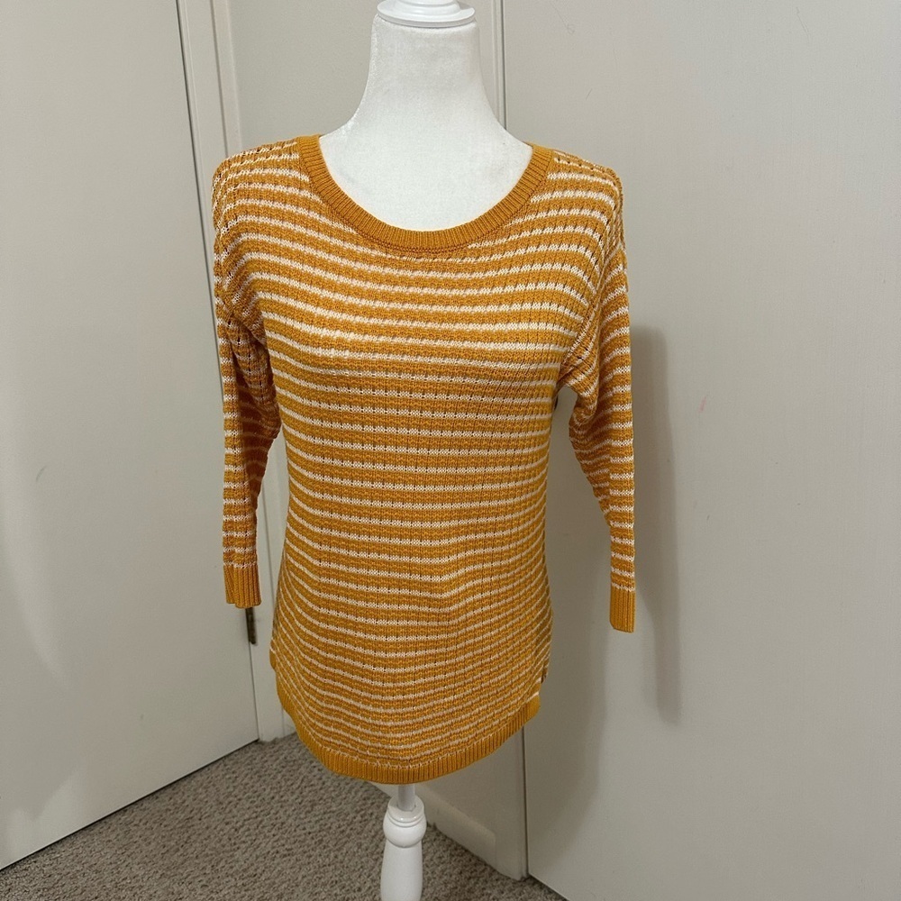 Talbots mustard Sweater shirt Tencel size SP